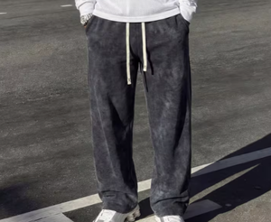 Jogging pour hommes style rétro américain, délavé à l'acide, effet usé, streetwear vintage, pantalon de survêtement décontracté - Product Image 3