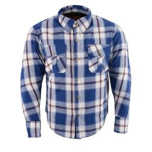 Chemise en flanelle à carreaux bleus et blancs pour hommes, chemise de travail classique à manches longues, à carreaux, avec deux poches poitrine, tenue de travail décontractée pour l'extérieur, style western - Product Image 6