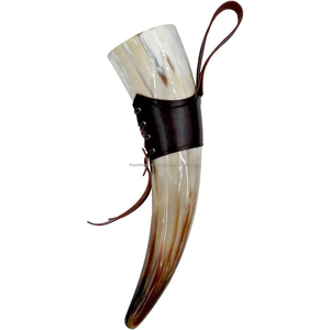 Funda de cuero con cuerno para beber de animales de calidad superior, ecológica, hecha a mano para decoración del hogar, celebraciones, ocasiones especiales - Product Image 1