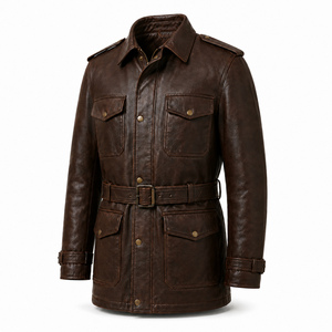 Wholesale Men Genuine Leather Hooded Jacket Biker Motorcycle <b>Coat</b> Stylish Winter Outerwear Custom Made OEM ODM Front - Product Image 4