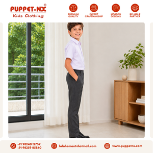 Pantalon d'uniforme scolaire pour garçons, prix d'usine, gris anthracite, fin, ample, en coton doux et respirant - Product Image 4
