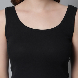 Débardeur noir à col rond pour femme, couleur unie, tricoté, coupe classique, décontracté - Product Image 5