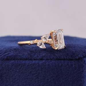 Anillo con forma de rama de árbol con diamante de corte esmeralda de 1.02 CT cultivado en laboratorio para mujer, oro sólido de 14k, diseño único y elegante, regalo de boda o promesa. - Product Image 4