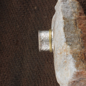 Wholesale 925 Sterling Silver Mixed Metal <b>Spinner</b> <b>Ring</b> Heavy Hammered Brass Wire Double <b>Spinner</b> Band Anti Anxiety Party Unisex - Product Image 2