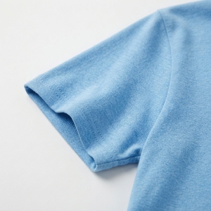 Camiseta de punto de manga corta con cuello redondo 100% algodón estilo urbano holgado transpirable - Product Image 3