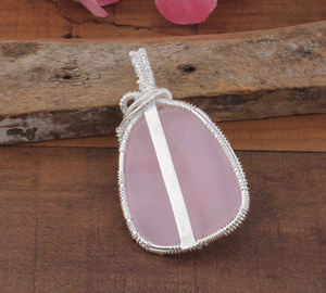 Collar con Colgante de Cuarzo Rosa, Plata de Ley 925, Cadena de Joyería con Piedras Preciosas, Chapado en Platino, Unisex, Vintage, Regalo de Aniversario - Product Image 1