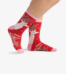 Chaussettes de Noël en jacquard tricoté rouge et rose SPLENDID APPAREL, motif renne, 100% coton respirant, pour homme, usage quotidien en hiver - Product Image 1