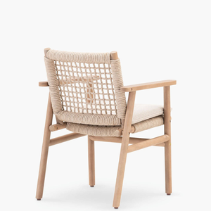 Rattan Rope <b>Chair</b> With Teak Wooden Frame Material and Modern Style For Home Furniture Decoration and <b>Garden</b> Set - Product Image 3