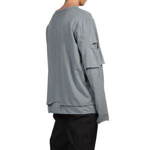 T-shirt personnalisé à double manche 100% coton de haute qualité, écologique, 350g, pour homme, épaules tombantes, surdimensionné, double couche, manches longues - Product Image 4