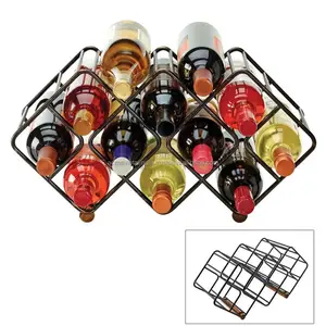 Counter Top Home Decoration Wine Rack With Top Quality Iron Wire Holds 12 Wine Bottle Unique Design Wall Mounted Metal Wine Rack