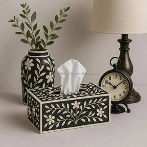 Porte-serviettes en bois avec incrustation d'os carré de taille personnalisée nouveau design de boîte à mouchoirs en papier à bas prix fabriqué en Inde - Product Image 3