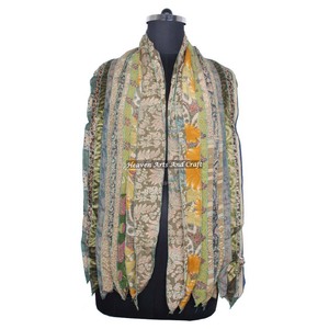 Écharpe réversible vintage tendance à 10 bandes, foulard Patti, étole pour filles SC041, patchs de sari indien, longue écharpe en soie colorée - Product Image 6