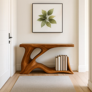 Mesa Consola de Madera Rústica Hecha a Mano, Diseño Minimalista, Mesa de Entrada Estilo Granja, Mesas de Pasillo de Madera Reciclada para Hoteles - Product Image 2