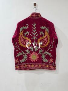 Bohemian Suzani Kimono Jacket Embroidered Women's Luxury <b>Coat</b> Uzbek Suzani Velvet Outerwear <b>Coat</b> Handmade Velvet Suzani - Product Image 4