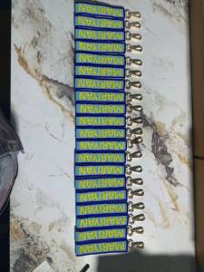 Porte-clés à lanière perlée avec lettres grecques jaunes et bleues, perles de verre, breloque pour sac à main, accessoires de sac à dos, fermoir mousqueton - Product Image 6