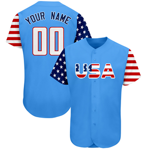 Maillot de baseball personnalisé USA à manches courtes unisexe pour adulte, coupe classique, impression sublimée, tissu polyester respirant et anti-humidité - Product Image 4