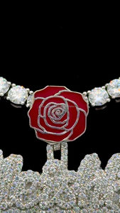 Colgante de nombre de Plata de Ley 925 personalizado con fianza de esmalte de rosa, Moissanite redondo helado, joyería de Hip Hop chapada en oro - Product Image 2