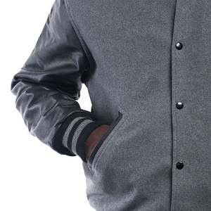 <b>Men</b> Casual Sports Varsity Jacket WoolCotton Blend Stand Collar Customized Logo Front Breathable Anti-Bacterial Winter Fashion - Product Image 3