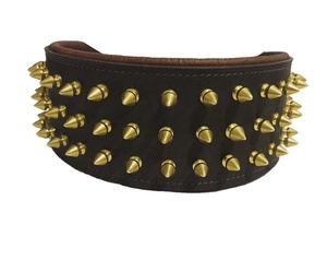 Premium Quality Handmade Leather Dog Collar Solid Pattern with Personalized Features Soft <b>Padded</b> Spike Studs Decorated Rivets - Product Image 1