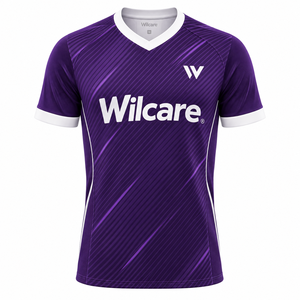 เสื้อกีฬาสีขาวสำหรับผู้ชาย Wilcare พร้อมลายพิมพ์แบบ Sublimation สีดำและสีแดง ระบายอากาศได้ดี ผลิตจากโพลีเอสเตอร์ ไซส์ผู้ใหญ่ ขายส่ง - Product Image 2