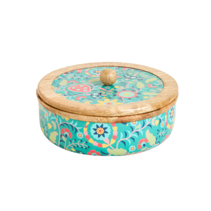 Handcrafted Mango Wood Floral Enamelled Chapati Box Insulated Roti Casserole Hot Pot with Lid for Kitchen <b>Dining</b> <b>Table</b> Decor - Product Image 5