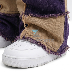 Pantalones Vaqueros de Mezclilla con Parches de Diseño para Hombre, Estilo OEM ODM, Tela Gruesa, Corte Holgado, Estilo Urbano, Jeans Cargo Hechos a Medida - Product Image 3