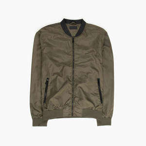 <b>MEN'S</b> PREMIUM OLIVE GREEN BOMBER <b>JACKET</b> WITH RIB KNIT COLLAR CUFFS ZIPPER CLOSURE FRONT ZIP POCKETS <b>LIGHTWEIGHT</b> CASUAL OUTERWEAR - Product Image 1