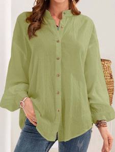 Nouvelle mode femme, chemise décontractée en maille unie blanche à manches longues, coupe droite, broderie, manches raglan, col rabattu, automne - Product Image 2