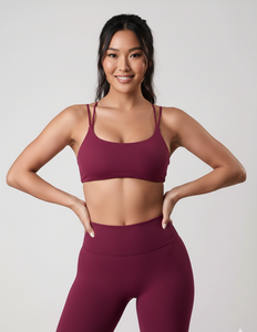 Ensemble de leggings 2 pièces respirants et écologiques pour femmes grandes tailles, bleu iris uni, taille haute, dos en V - Product Image 4