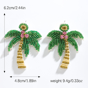 ต่างหูประดับลูกปัดรูปต้นมะพร้าวสำหรับผู้หญิง ดีไซน์ปรับแต่งได้ เหมาะสำหรับวันพักผ่อนริมชายหาด - Product Image 6