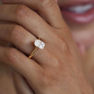 2 CT Elongated Cushion Cut Lab Grown Diamond <b>Solitaire</b> <b>Ring</b>-IGI Certified 18K Gold Plated Trendy Anniversary Jewelry - Product Image 2