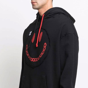 Black <b>Men's</b> Hooded Sweatshirt Oversized Streetwear Cartoon Print Cotton Knitted <b>Pullover</b> Front Logo Autumn Wear - Product Image 5