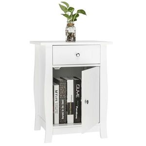 <b>White</b> Single Door <b>Bedside</b> Cabinet with Drawer Nightstand - Product Image 4
