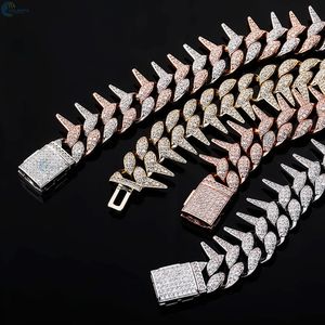 Pulsera Cubana Personalizada con Púas, Chapada en Oro Sólido, con Diamantes Cultivados en Laboratorio, Estilo Iced Out Bling para Hombre - Product Image 6