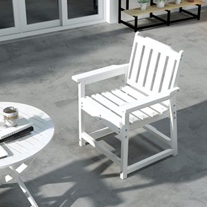 Poltrona da Esterno Impilabile in PP Bianco con Schienale a Doghe per Giardino, Prato e Aree Piscina - Product Image 6