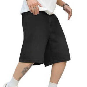 Shorts en jean noir pour homme OEM, coupe droite, taille mi-haute, décontracté, été, en coton, avec poches, tissu tissé, délavage classique - Product Image 2