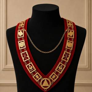 Écussons de Qualité Supérieure pour les Degrés Maçonniques du Grand Conseil Allié, en Tissu PU Vert Moiré avec Fil d'Or, Style Classique, Forme Fleur - Product Image 6