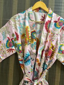 Kimono de Algodón Ligero y Transpirable con Estampado Floral Bohemio, Cuello en V y Cierre con Cordón, Largo hasta el Tobillo, para Mujer, Ropa de Verano para Estar en Casa - Product Image 6