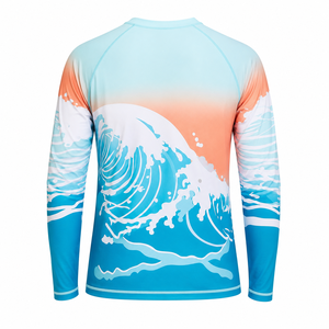 <b>Men</b> Eco Friendly <b>Compression</b> <b>Shirt</b> Quick Dry Customize Logo Sublimation Contrast Sleeves Print O-Neck Rash Guard Gym Breathable - Product Image 4