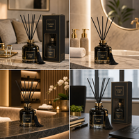 Diffuseur à roseaux en verre sans plomb de 180 ml avec huile parfumée, pompon et boîte de vente au détail