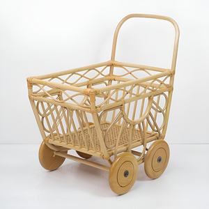 Cochecito de Muñecas de Mimbre Estilo Vintage, Hecho a Mano, Retro, Juguetes para Caminar para Niños Pequeños - Product Image 2