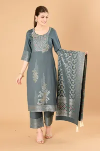 Safaa Winter Premium Acrowool Woven Unstitched Ladies <b>Dress</b> Material with Stole <b>woollen</b> suits <b>dress</b> material Winter - Product Image 3