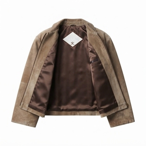 <b>Men</b> Vintage Brown <b>Suede</b> Western Cowboy <b>Jacket</b> Braided Yoke Lapel Collar Zip Up Retro Trucker Ranchwear Darkry Apparel - Product Image 5