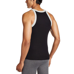 Débardeurs de fitness d'été respirants en Spandex/Coton pour hommes, personnalisables et de haute qualité, avec service OEM, col en V tricoté - Product Image 3