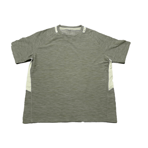 T-shirt à manches courtes pour homme, col rond, coupe régulière, style décontracté, gris avec empiècements latéraux roses, séchage rapide, polyester - Product Image 2