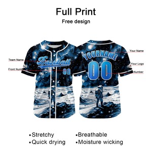 Maillot de baseball personnalisé par sublimation, tenue d'équipe, entièrement boutonné, logo personnalisé, nom et numéro, fournisseur OEM, respirant, séchage rapide, col en V - Product Image 2