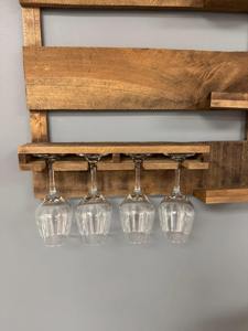 Exclusivo Estante de Madera para Botellas de Vino Montado en la Pared con Soporte para Copas, Ideal para Bares, Clubes, Hogar, Cocina, Fiestas y Eventos - Product Image 2