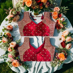 Blusa Moderna con Cuello en V con Hilo de Tela de Seda de Milán, Trabajo de Jari, Blusa de Vestir de Moda para Boda con Cierre en la Espalda - Product Image 1