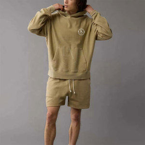 Unique Simple Style <b>Men</b> Cotton <b>Hoodies</b> <b>Shorts</b> <b>Set</b> Drawstring <b>Men</b> Casual <b>Hoodies</b> <b>Shorts</b> <b>Set</b> - Product Image 2