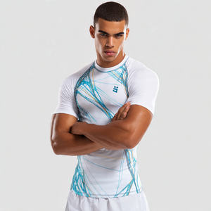 Ensemble deux pièces de compression pour homme : Rashguard sublimé et short de natation imprimé - Product Image 4